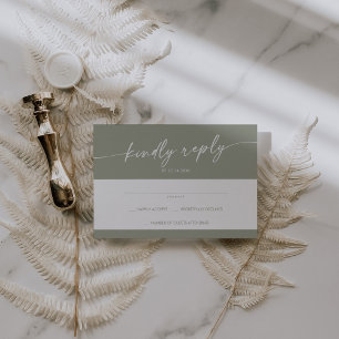 Tarjeta De Confirmación De Asistencia Boho Moda Sage Green Boda simple