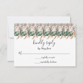 Tarjeta De Confirmación De Asistencia Boho Moda Watercolor Floral Boda