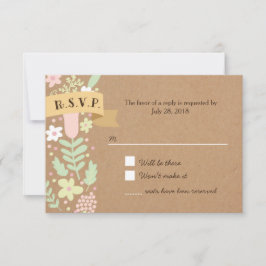 Tarjeta De Confirmación De Asistencia Boho Pastel Floral Wreath Rústico Boda