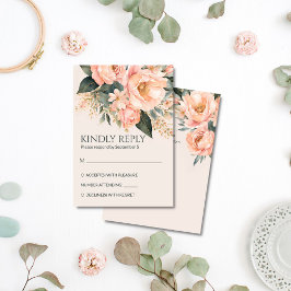 Tarjeta De Confirmación De Asistencia Boho peach terruño floral primavera boda primavera
