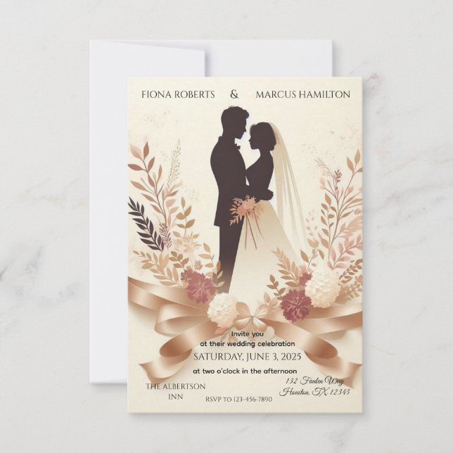 Tarjeta De Confirmación De Asistencia Boho Romántico Floral Rustic Elegant Wedding (Anverso)