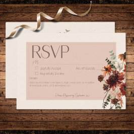 Tarjeta De Confirmación De Asistencia Boho Rust & Cream Otoño Floral Sin Cena