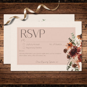 Tarjeta De Confirmación De Asistencia Boho Rust & Cream Otoño Floral Sin Cena