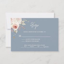 Tarjeta De Confirmación De Asistencia Boho Rustic Dusty Blue Boda