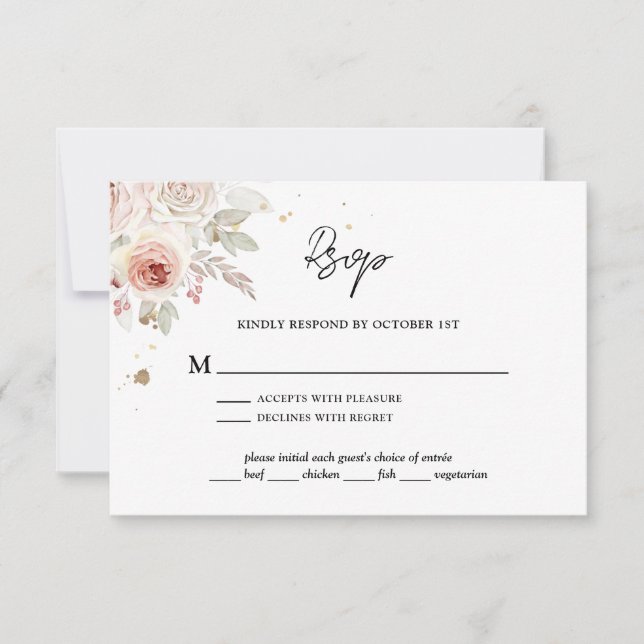 Tarjeta De Confirmación De Asistencia Boho Rustic Floral Boda (Anverso)