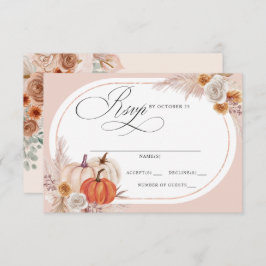 Tarjeta De Confirmación De Asistencia Boho rústico Terracotta Pampas Bompkin Fall Weddin