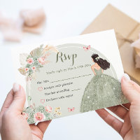 Boho Sage Green Rubor Pink Quinceañera