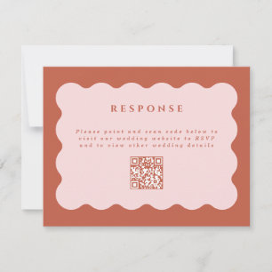 Tarjeta De Confirmación De Asistencia Boho Scallop Terracotta y Rubor Boda Código QR