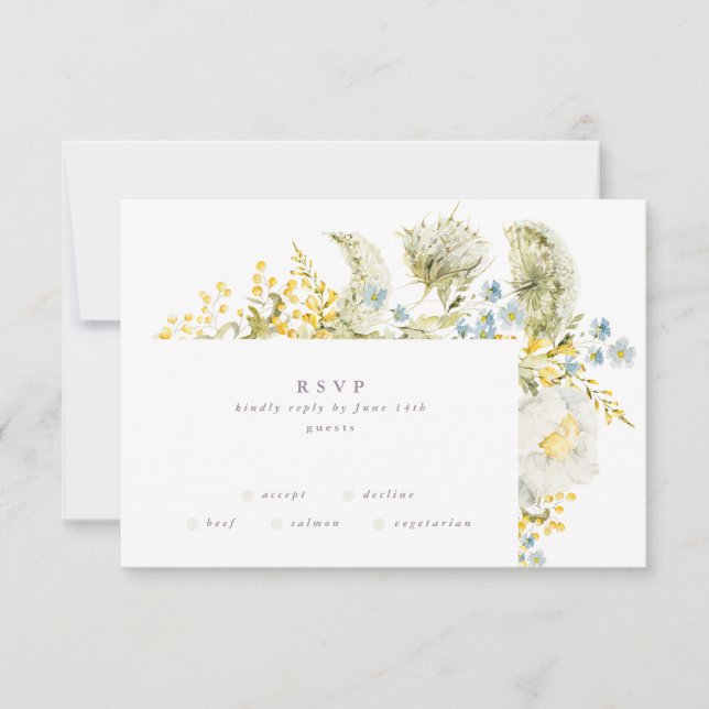 Tarjeta De Confirmación De Asistencia Boho Spring Wild Botanals Frame Boda (Anverso)