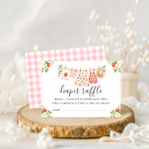 Boho Strawberry Baby Shower Diaper Raffle Card