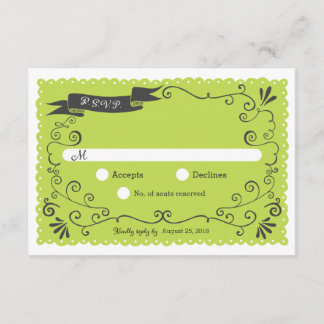 Tarjeta De Confirmación De Asistencia Boho Swirls, Curls, un Boda de Banner & Lovebirds