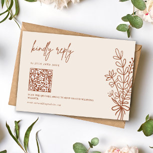 Tarjeta De Confirmación De Asistencia Boho Terracota Responder Amablemente Código QR de 