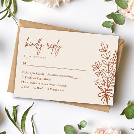 Tarjeta De Confirmación De Asistencia Boho Terracota Rústico Responder Amablemente Boda