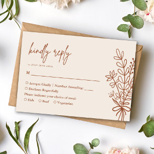 Tarjeta De Confirmación De Asistencia Boho Terracota Rústico Responder Amablemente Boda