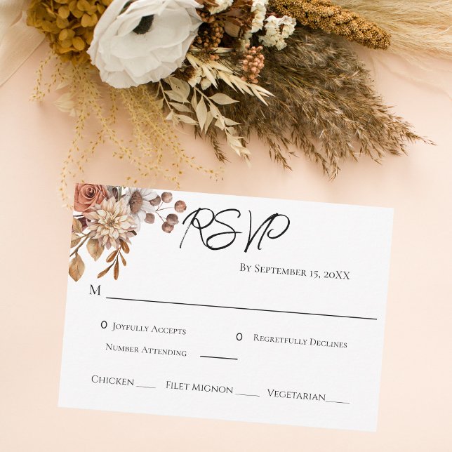 Tarjeta De Confirmación De Asistencia Boho Terracotta Brown Entree Boda (Subido por el creador)