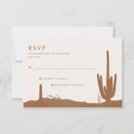 Tarjeta De Confirmación De Asistencia Boho Terracotta Cactus Desert Wedding