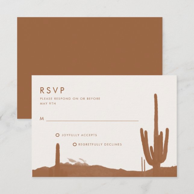 Tarjeta De Confirmación De Asistencia Boho Terracotta Cactus Desert Wedding (Anverso / Reverso)