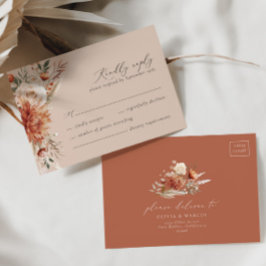 Tarjeta De Confirmación De Asistencia Boho Terracotta Dahlia Floral Elegante Boda