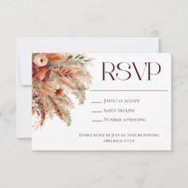 Tarjeta De Confirmación De Asistencia Boho Terracotta Fall Dried Florals Pampas Grass