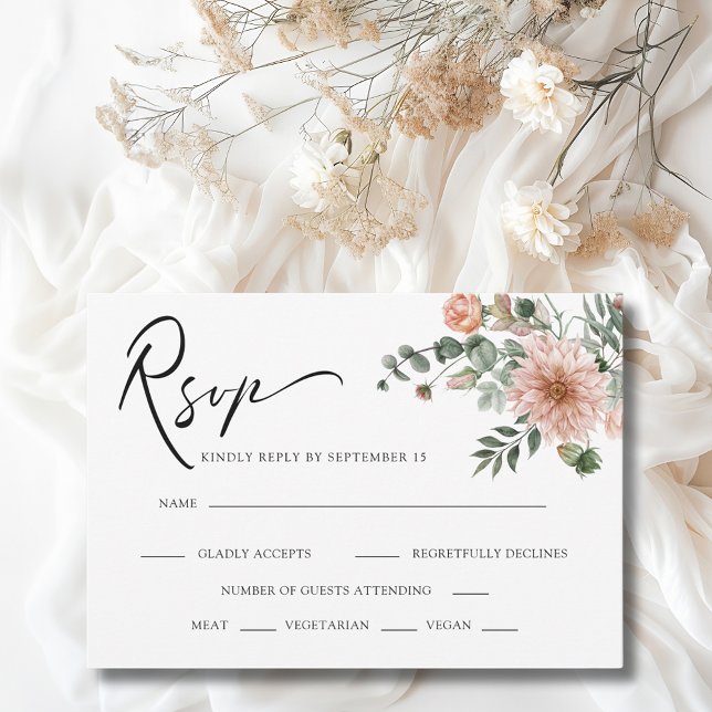 Tarjeta De Confirmación De Asistencia Boho Terracotta Floral Fall Wedding (Boho Terracotta Floral Fall Wedding RSVP Enclosure Card)