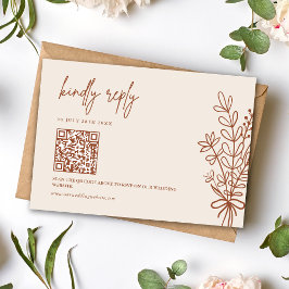 Tarjeta De Confirmación De Asistencia Boho Terracotta Kindly Responder Boda QR Code