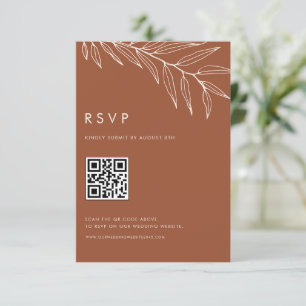 Tarjeta De Confirmación De Asistencia Boho Terracotta Minimalista Foliage Boda QR Código