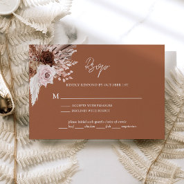 Tarjeta De Confirmación De Asistencia Boho Terracotta Pampas Boda de Grass Floral
