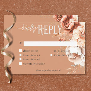 Tarjeta De Confirmación De Asistencia Boho Terracotta Peach & Cream Floral Cena