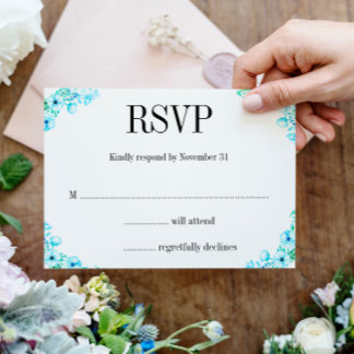 Tarjeta De Confirmación De Asistencia Boho Turquoise Poppies and Ferns Boda