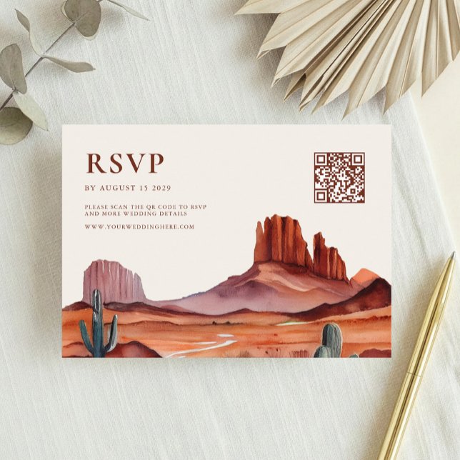 Tarjeta De Confirmación De Asistencia Boho Watercolor Desert Boda (Subido por el creador)