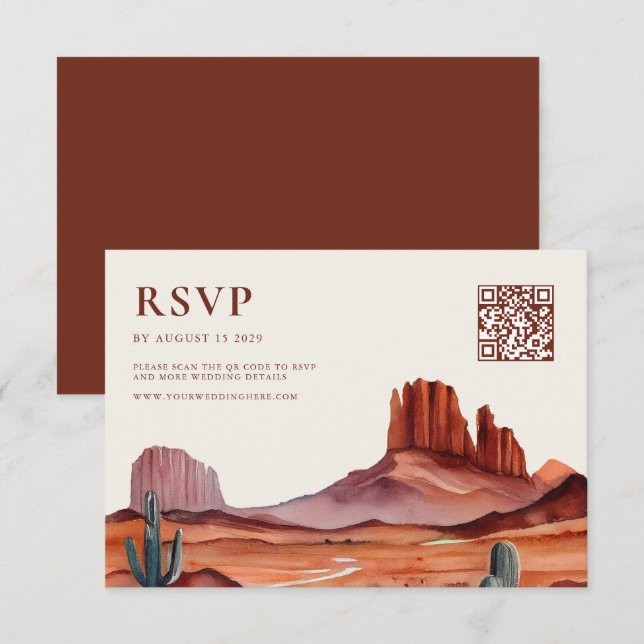Tarjeta De Confirmación De Asistencia Boho Watercolor Desert Boda (Anverso / Reverso)