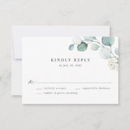 Tarjeta De Confirmación De Asistencia Boho Watercolor Eucalyptus deja Boda