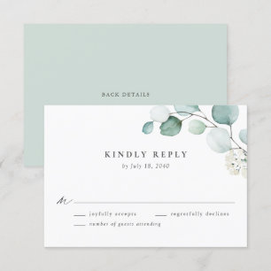 Tarjeta De Confirmación De Asistencia Boho Watercolor Eucalyptus deja Boda