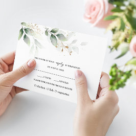 Tarjeta De Confirmación De Asistencia Boho Watercolor Eucalyptus Greenery Gold Boda