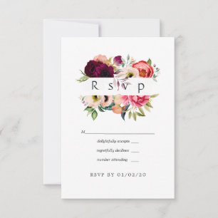 Tarjeta De Confirmación De Asistencia Boho Watercolor Floral Boda