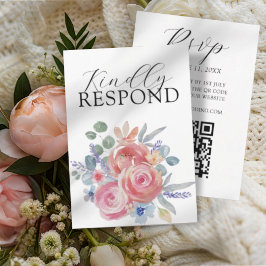 Tarjeta De Confirmación De Asistencia Boho Watercolor Rose Floral Wedding Detail