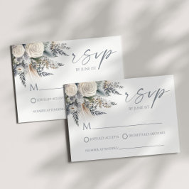 Tarjeta De Confirmación De Asistencia Boho White Rose Flor Floral Boda Jardín
