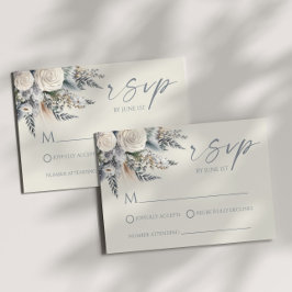 Tarjeta De Confirmación De Asistencia Boho White Rose Flor Floral Boda Jardín