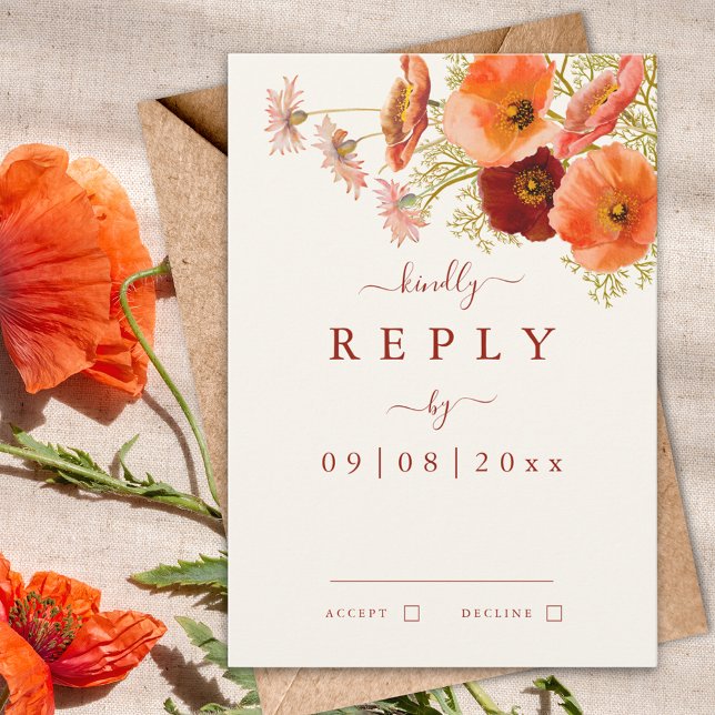 Tarjeta De Confirmación De Asistencia Boho Wildflower Fall Wedding (Boho wildflower fall wedding invitation rsvp enclosure card elegant script & dried flowers bouquet )
