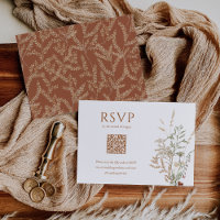 Boho Wildflower Floral Mariposa Floral QR Código B