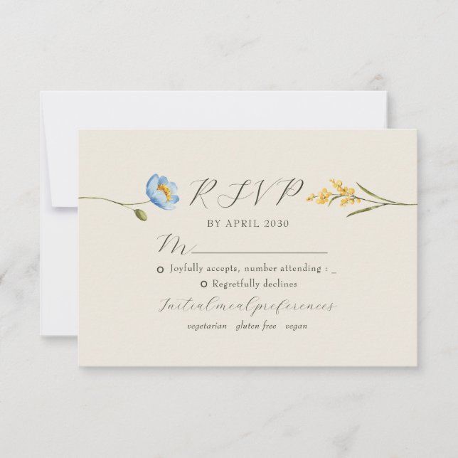 Tarjeta De Confirmación De Asistencia Boho Wildflower Wedding (Anverso)