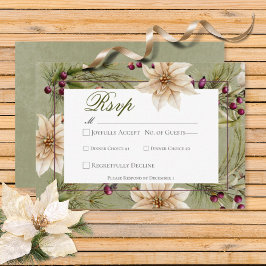 Tarjeta De Confirmación De Asistencia Boho Winter Greenery Boughs Sage Green