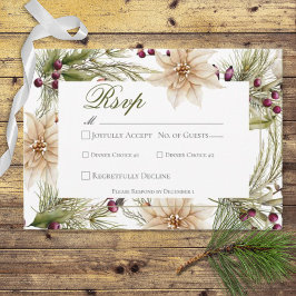 Tarjeta De Confirmación De Asistencia Boho Winter Greenery Boughs White