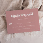 Tarjeta De Confirmación De Asistencia Boho y Retro Dusty Rosa<br><div class="desc">Esta sencilla y boho tarjeta de respuesta rsvp presenta tipografía blanca retro sobre un polvoriento fondo rosado rosa. Se coordina perfectamente con nuestras invitaciones boho retro bridal,  duchas de pareja,  bat mitzvah o bar mitzvah.</div>