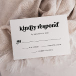 Tarjeta De Confirmación De Asistencia Boho y retro negro y blanco<br><div class="desc">Esta tarjeta de respuesta Rsvp simple y boho,  en blanco y negro,  presenta tipografía negra en un fondo blanco. Se coordina perfectamente con nuestras invitaciones boho retro bridal,  duchas de pareja,  bat mitzvah o bar mitzvah.</div>