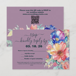 Tarjeta De Confirmación De Asistencia Bold Floral Magenta Wedding