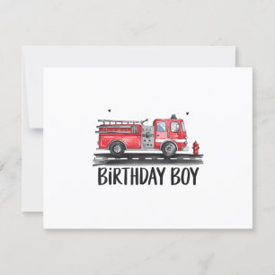 Tarjeta De Confirmación De Asistencia Bombero de camión de bomberos Cumpleaños de la fam