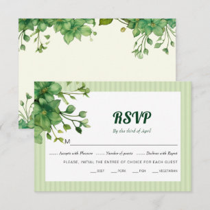 Tarjeta De Confirmación De Asistencia Bonita vegetación y boda de primavera a rayas