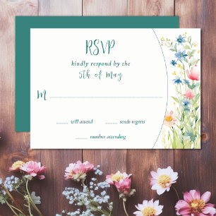 Tarjeta De Confirmación De Asistencia Bonito acuarela Flores silvestres Boda Jardín