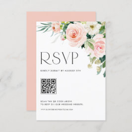 Tarjeta De Confirmación De Asistencia Bonito acuática Flores de jardín Boda Código QR